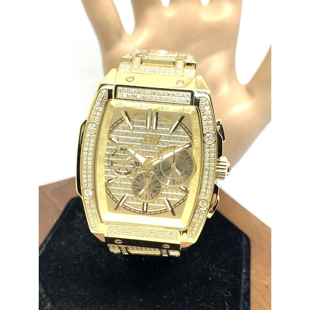 JBW Men's Watch PS570A Echelon Swiss Quartz Diamond Gold Steel Platinum Series